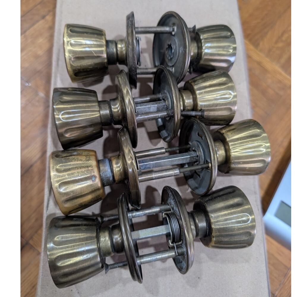 4 MCM Fluted Brass Passage Door Sets